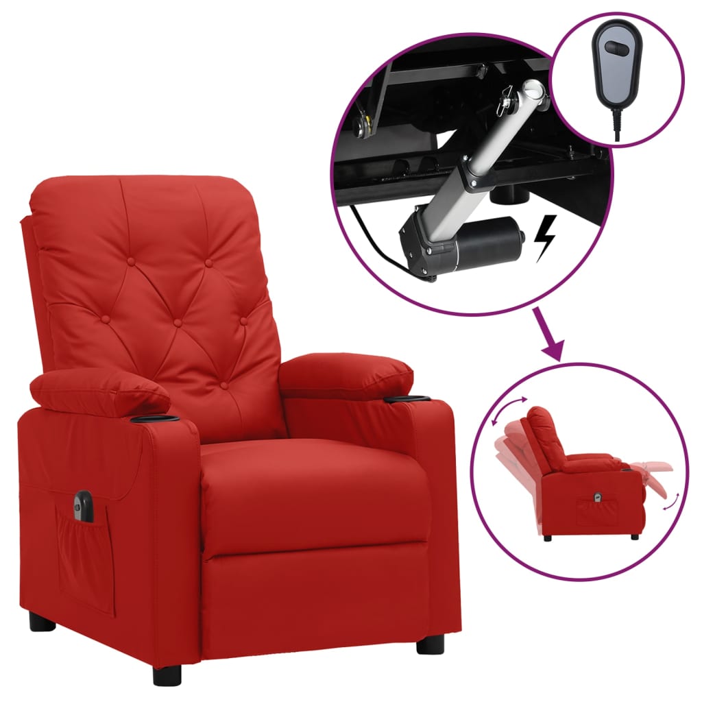 elektriline tugitool, veinipunane, kunstnahk