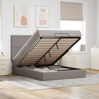 пуф-кровать с матрасом и светодиодами, коричневато-серый, 140x200 см, ткань