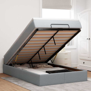 ottomani voodi madratsiga, helehall, 120x200cm, kangas