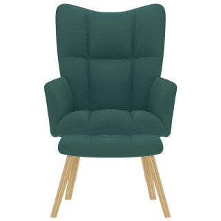 кресло с подставкой для ног, темно-зеленое, ткань