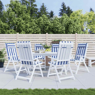 Подушки на стулья с высокой спинкой 6 шт, сине-белая полоска