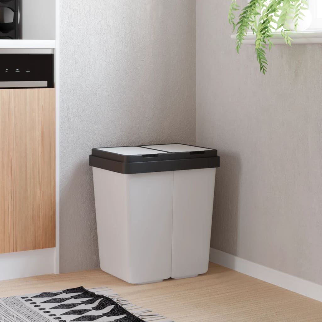 Мусорное ведро с двумя контейнерами, белое, 2 x 25 л