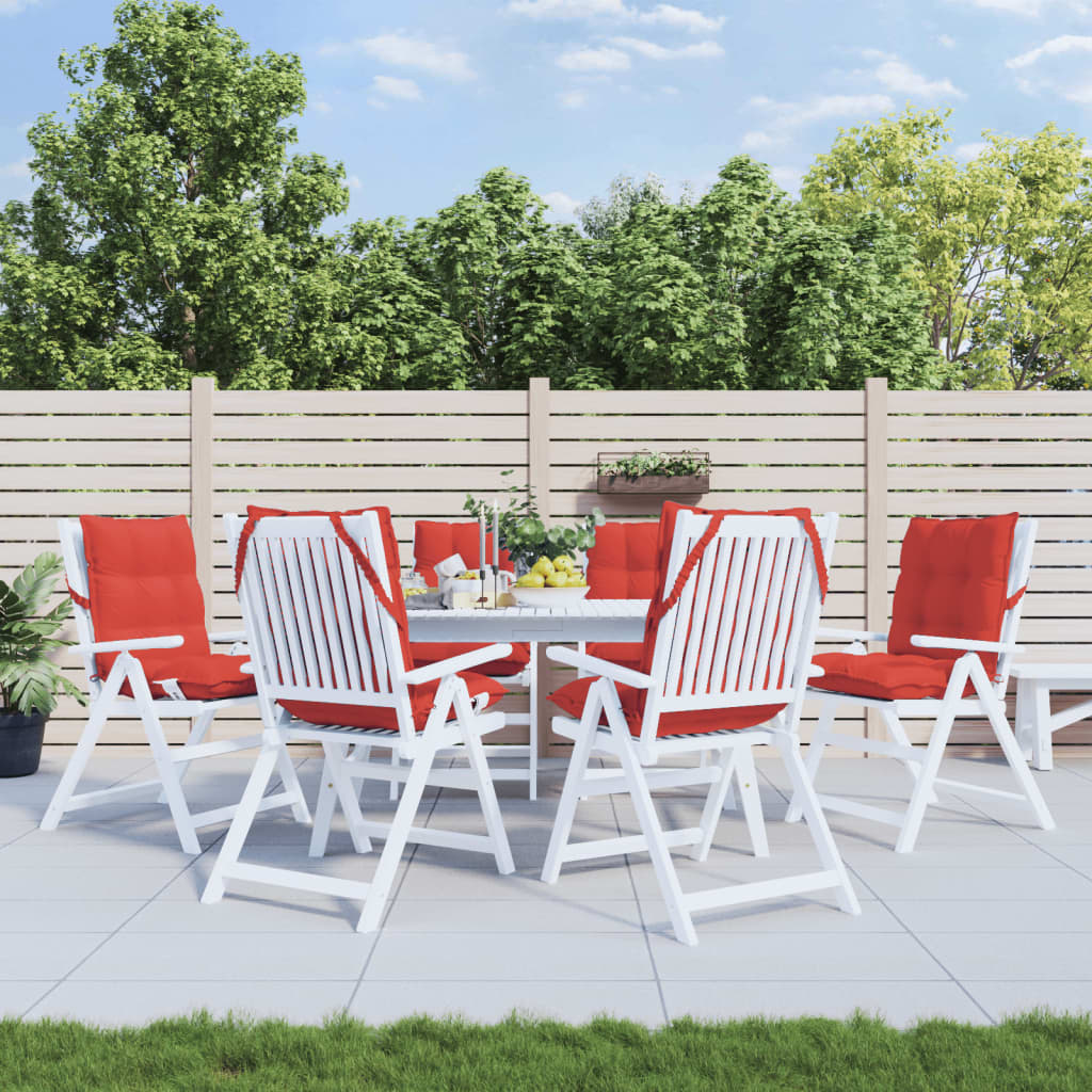 madala seljatoega toolipadjad 6 tk, punane, oxford kangas