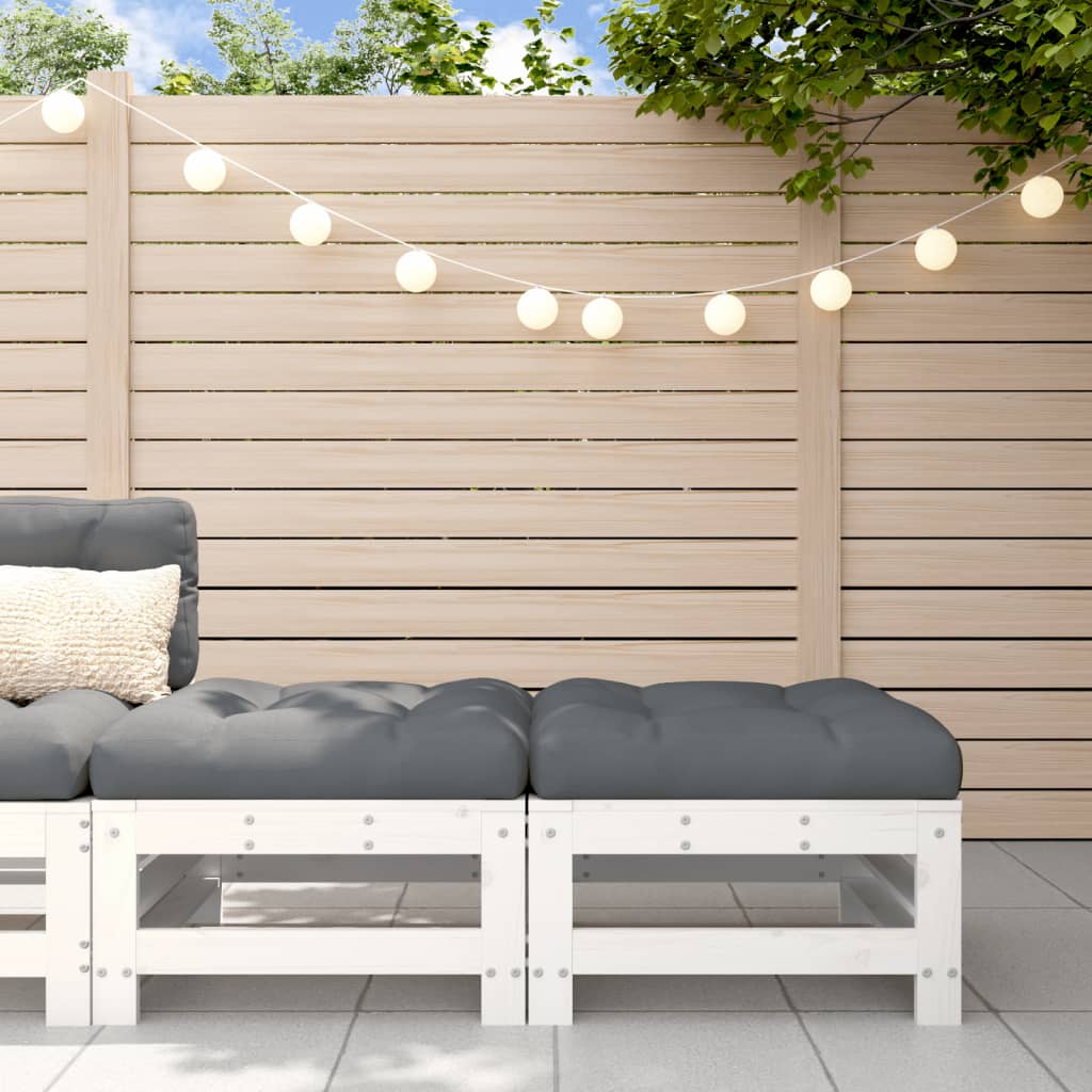 Садовые скамейки для ног с подушками, 2 шт, белые, сосна