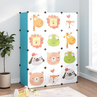 Детский шкаф-органайзер с кубиками, 12 кубиков, синий PP