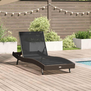 Sunlounger 1-isik Pruun 70 x 197 x 82 cm Polü Rattan ja Metall