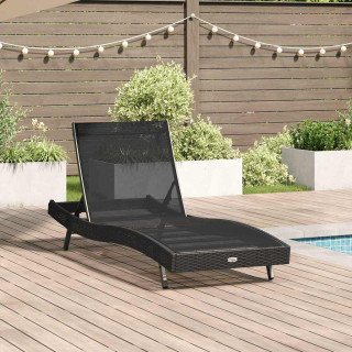 Sunlounger 1-isik Must 70 x 197 x 82 cm Polü Rattan ja Metall