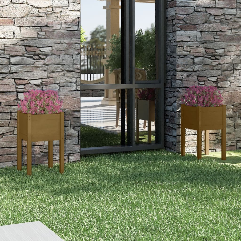 Деревянный ящик для растений, 2 шт., медовый цвет, 40 x 40 x 70 см, прочная сосна