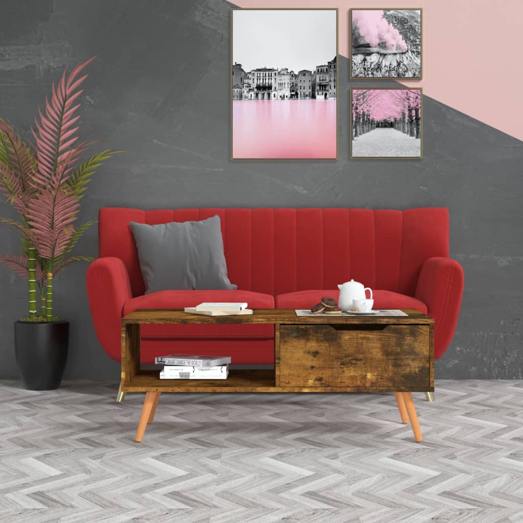 Журнальный столик, дымчатый дуб, 100x49,5x43 см, искусственное дерево