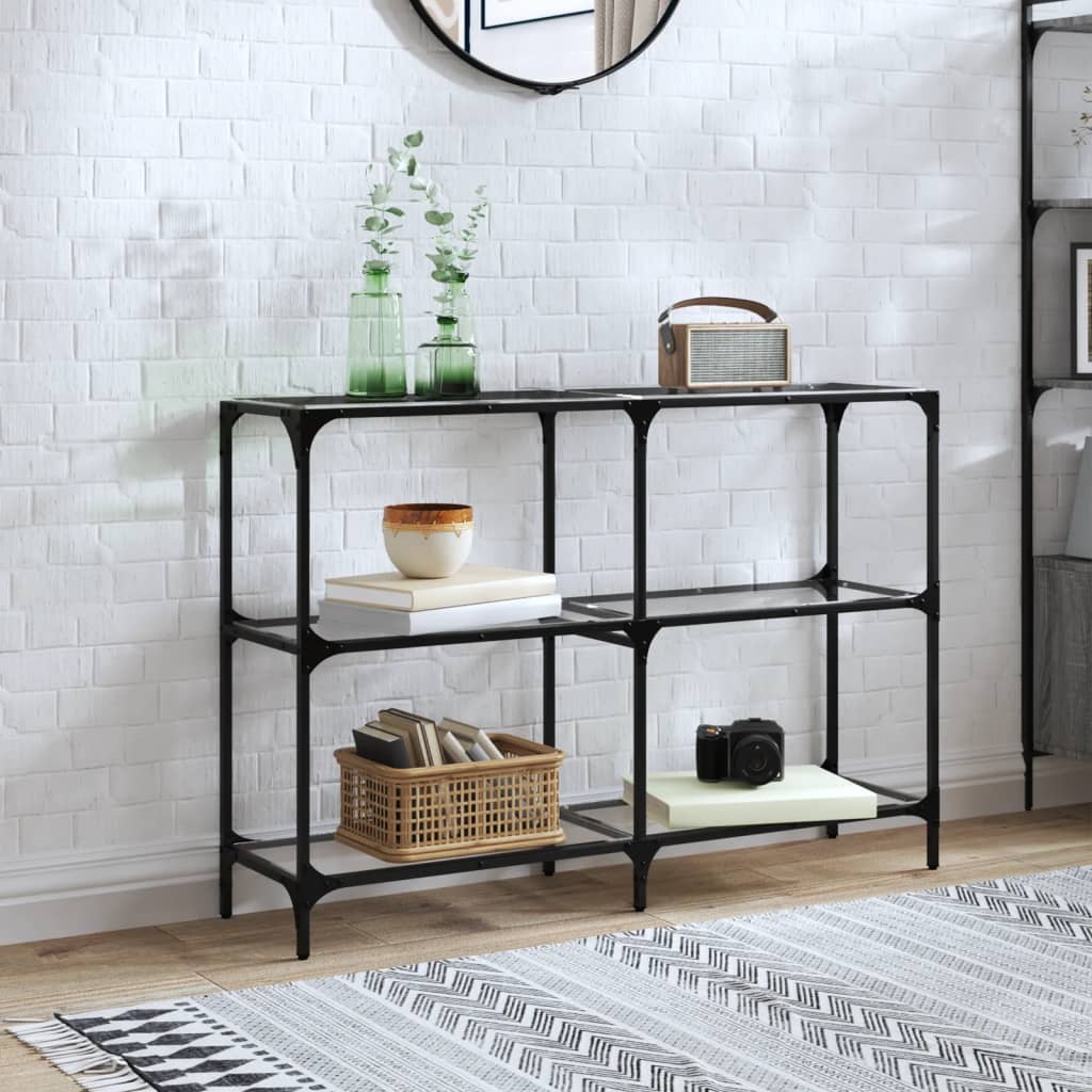 Консольный столик, прозрачное стекло, 118,5x30x81 см, сталь