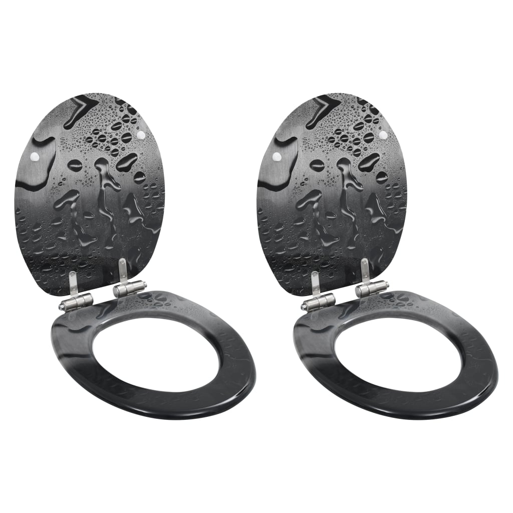 Сиденья для унитаза с плавно закрывающимися крышками, 2 шт, МДФ, Капли воды