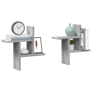 Настенные полки 2 шт, серый дуб Сонома, 38x12x38 см, искусственное дерево