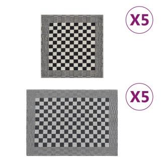 10-osaline rätikute komplekt, must ja hall, puuvill