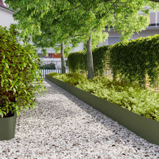 Бордюр для газона 20 шт. оливково-зеленый 25x103 см холоднокатаная сталь