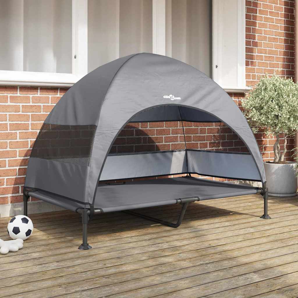 Üles tõstetud koera voodi Helehall 127 x 81 x 108 cm