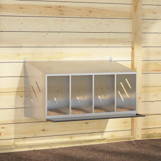 Курятник-гнездо с 4 отделениями из оцинкованного серебристого металла