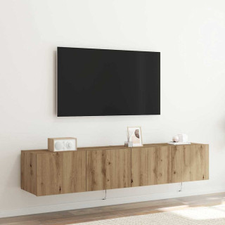 Комплект настенных тумб под ТВ с LED-подсветкой, 2 шт., Artisan Oak, 80x35x31 см