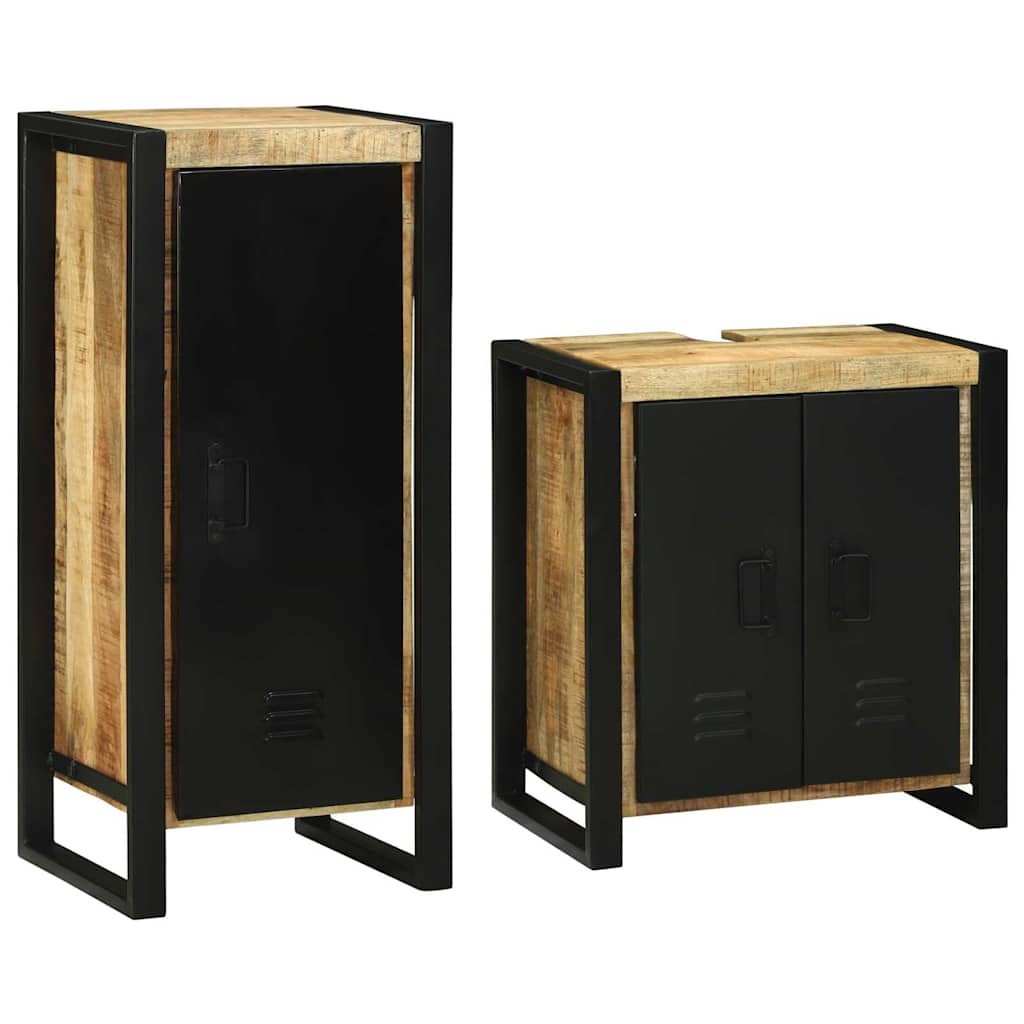 Vannitoa mööbleset 2 pcs Pruun 55 x 35 x 60 cm Tugev mango puu