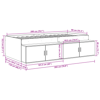 Voodi hoiukohaga raam käsitöötamm 90 x 200 cm Tehispuit