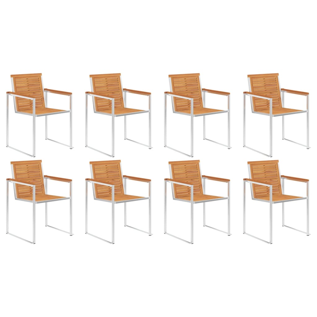 Комплект садовых стульев, 8 шт, акация и нержавеющая сталь