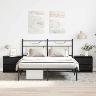 Комплект прикроватных тумбочек 2 шт, Черный дуб, 50x40x43,5 см, Деревянный материал