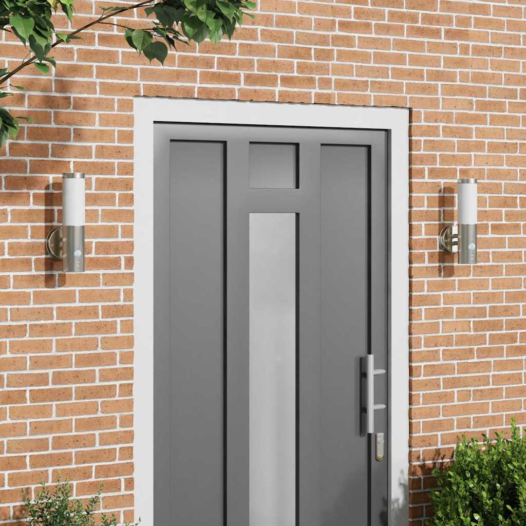 Välisvalgusti liikumisanduriga 2 tk Hõbedane Roostevaba Teras IP44