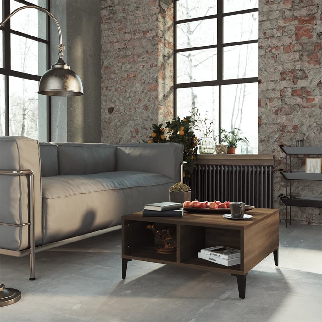 Журнальный столик, коричневый дуб, 60 x 60 x 30 см, ДСП