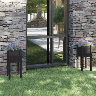 Деревянный ящик для растений 2 шт, черный, 31 x 31 x 70 см, прочная сосна