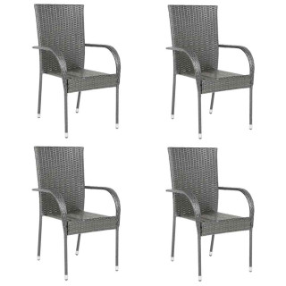 Штабелируемые садовые стулья, 4 шт, серый, полиротанг