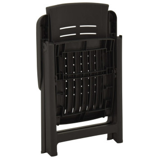 Садовые кресла с откидной спинкой, 2 шт, пластик, антрацитовый серый