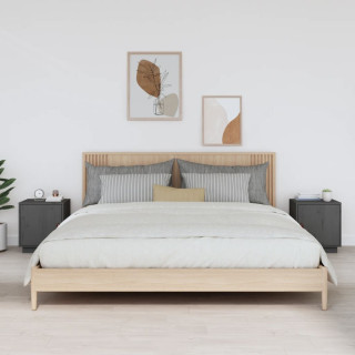 Прикроватные тумбочки 2 шт, серые, 40 x 34 x 45 см, сосна