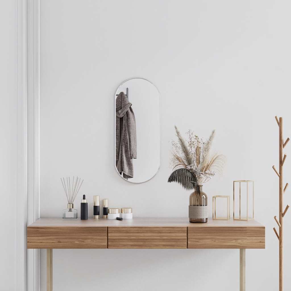 seinapeegel, hõbedane, 70 x 30 cm, ovaalne