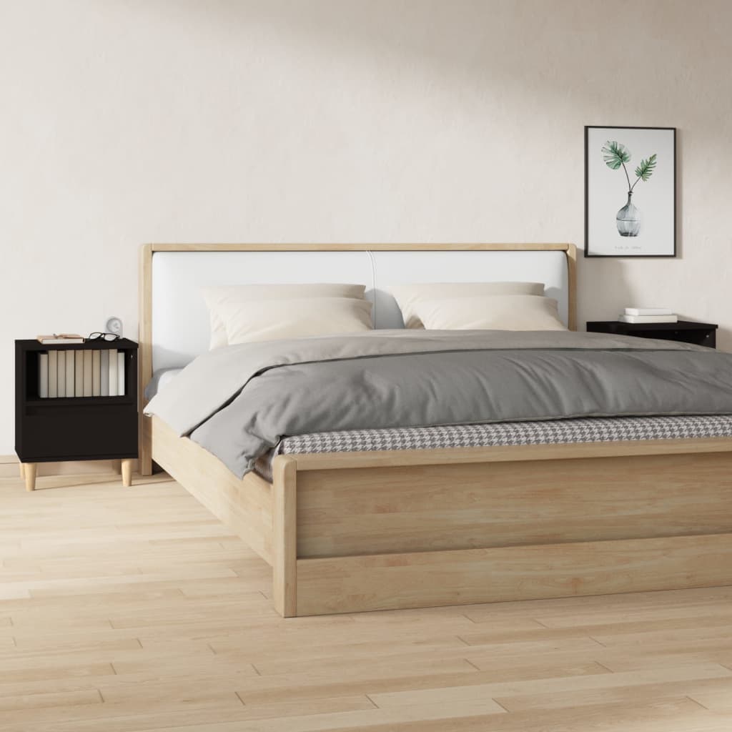 Прикроватные тумбочки 2 шт, черные, 40 x 35 x 50 см