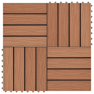 11 tk terrassiplaadid kõrgreljeefne WPC 30x30 cm 1 m² helepruun