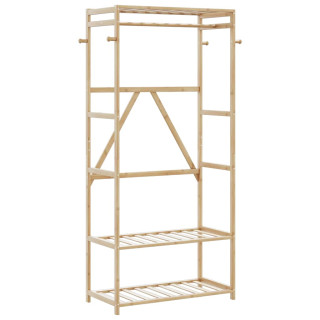 Бамбуковая вешалка для одежды с полками, 80x40x175 см