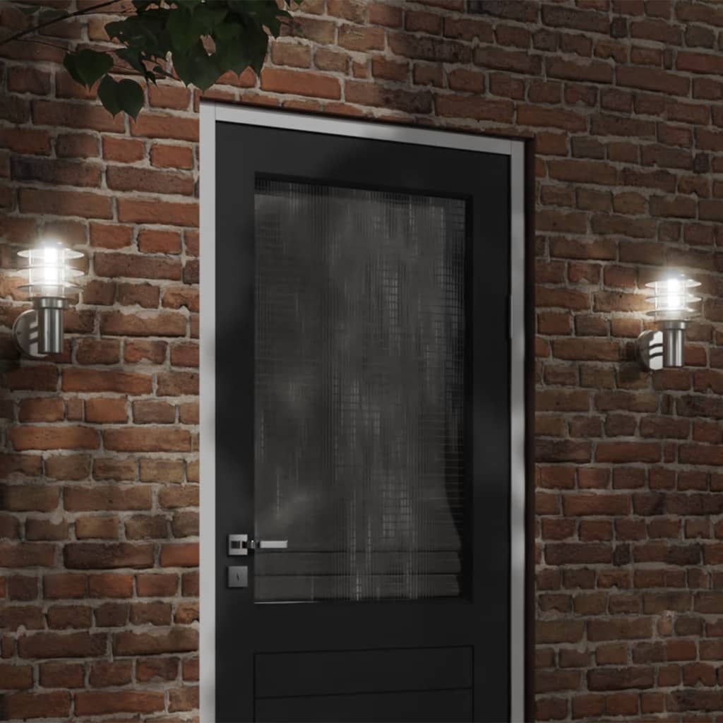 Уличный настенный светильник, серебристый, нержавеющая сталь