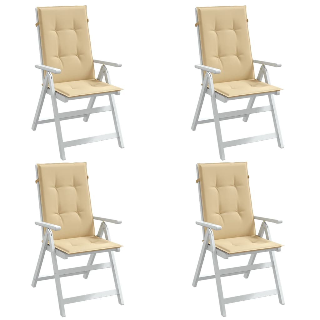 kõrge seljatoega toolipadjad 4 tk, beež, 120x50x4 cm, kangas