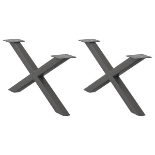 Ножки для журнального столика X-образные, 2 шт, антрацитовый серый, 70 x (30–31) см, сталь
