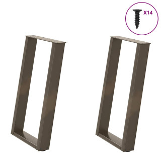 Ножки для обеденного стола U-образные 2 шт, натуральная сталь, 60 x (72–73) см, сталь