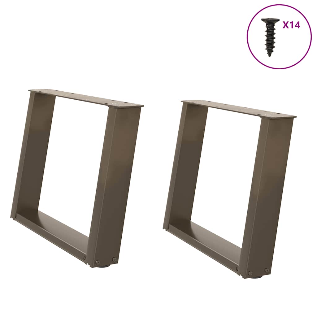 U-образные ножки для кофейного столика, 2 шт., натуральная сталь, 60 x (42–43) см, сталь