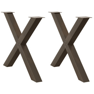 Ножки для обеденного стола X-образные 2 шт, натуральная сталь, 90 x (72–73) см, сталь