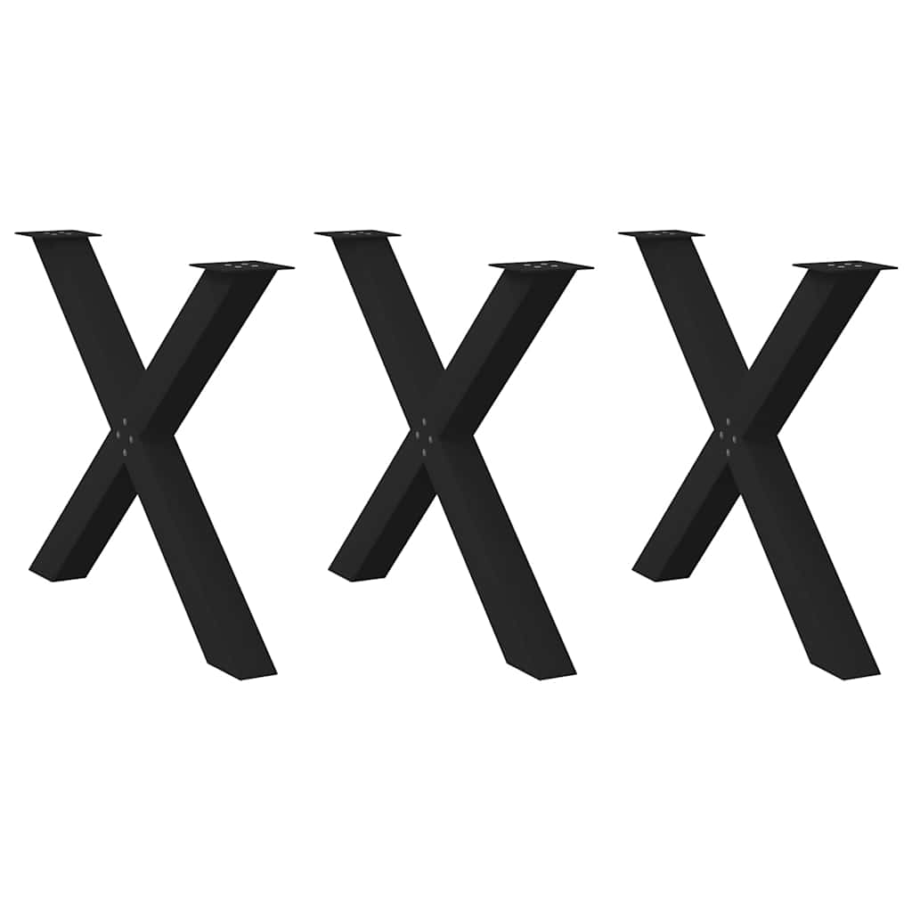 Ножки для обеденного стола, 3 шт, черные, 90 x (72–73) см, стальные