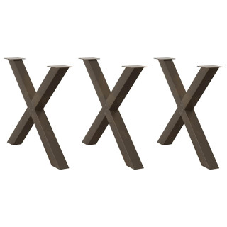 Ножки для обеденного стола, 3 шт, X-образные, натуральная сталь, 90 x (72–73) см, сталь