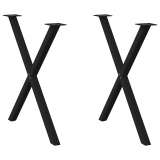 Ножки для обеденного стола, X-образные, 2 шт, черные, 80 x (72–73) см, стальные