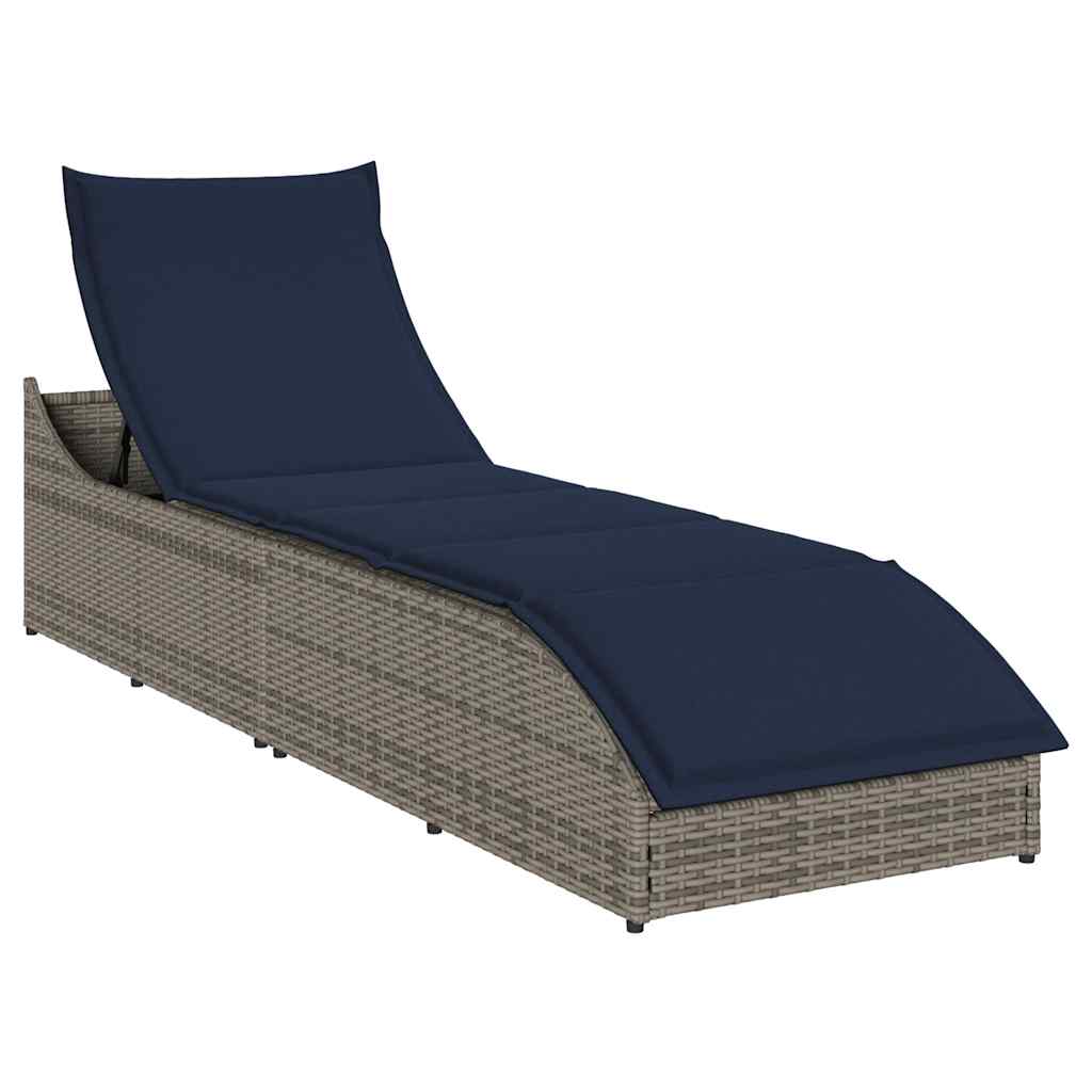 Складной шезлонг с подушкой и местом для хранения, серый