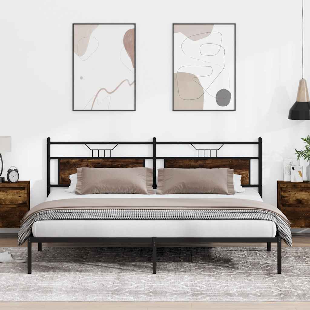 voodiraam ilma madratsita suitsutatud tamm 193x201 cm tehispuit