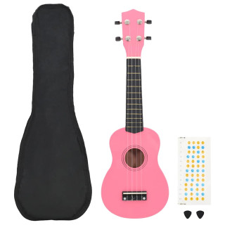 sopran ukulele komplekt kotiga lastele roosa 21