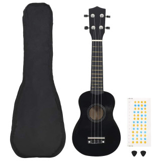 sopran ukulele komplekt kotiga lastele must 23