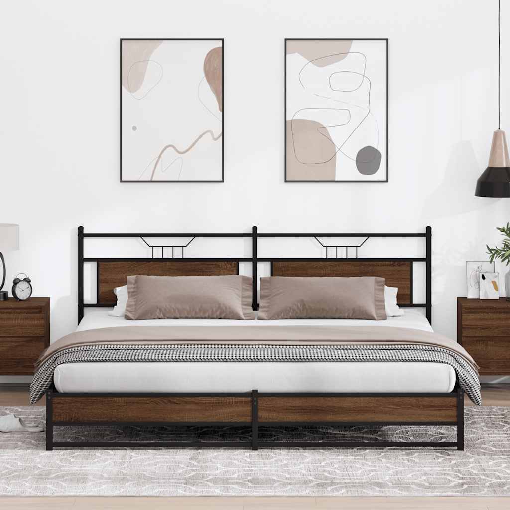 metallist voodiraam ilma madratsita pruun tamm 200x200 cm