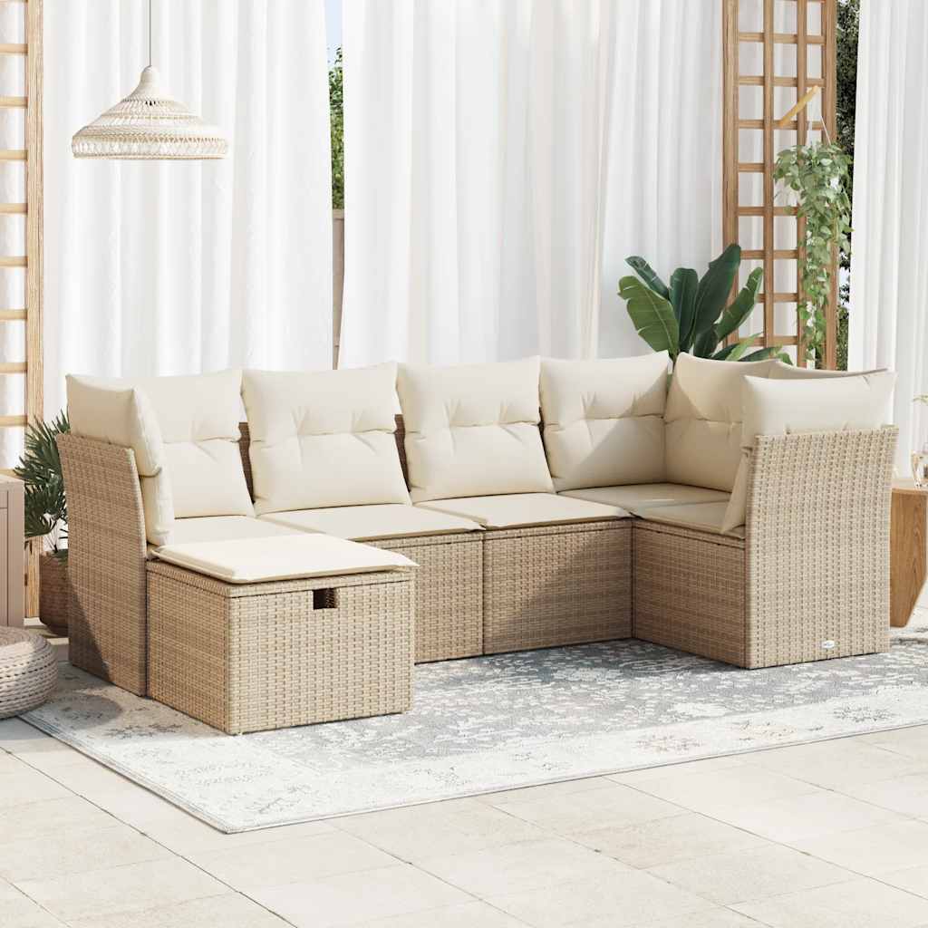 6-osaline aiadiivani komplekt patjadega, beež, polürotang